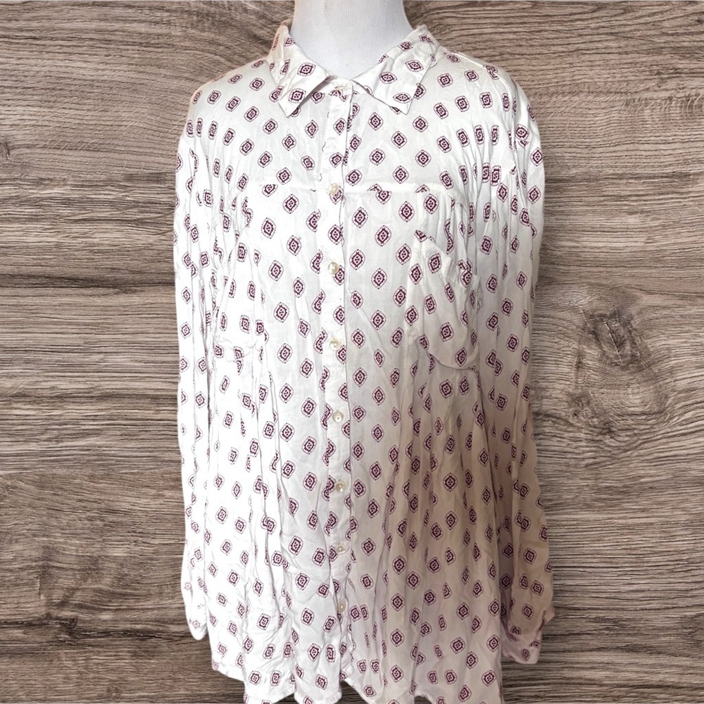 Boho Print Button‎ Down Shirt Long Sleeve Casual Top Festival